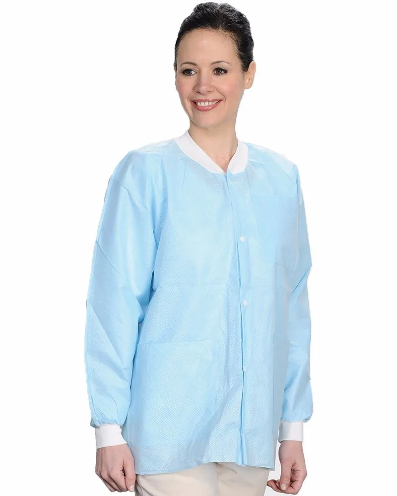 (10/Pack)  Valumax Heavy Weight Disposable Lab Jackets - Blues