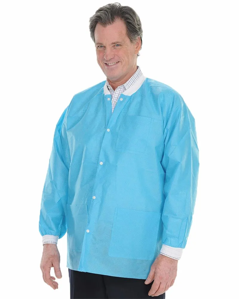(10/Pack)  Valumax Heavy Weight Disposable Lab Jackets - Blues
