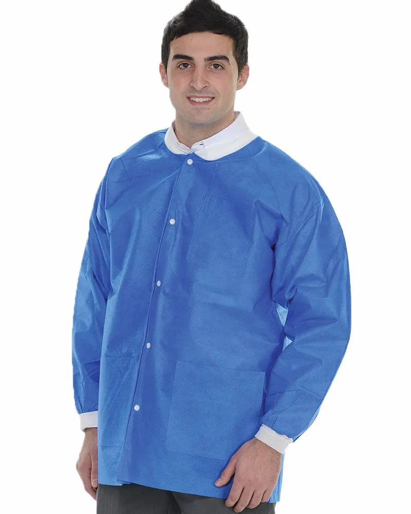(10/Pack)  Valumax Heavy Weight Disposable Lab Jackets - Blues