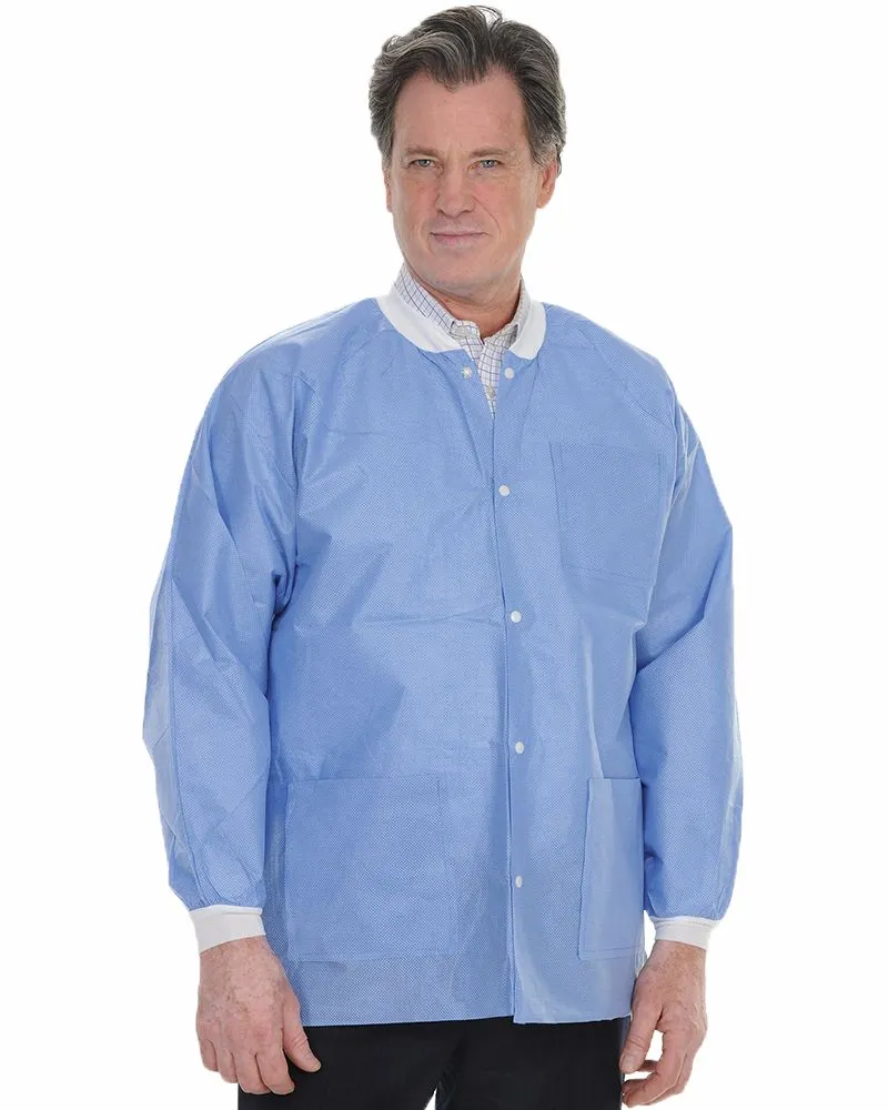 (10/Pack)  Valumax Heavy Weight Disposable Lab Jackets - Blues