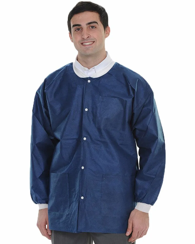 (10/Pack)  Valumax Heavy Weight Disposable Lab Jackets - Blues