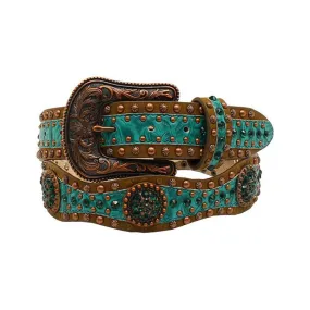 1/2'' Scallop Floral Embossed Concho Belt