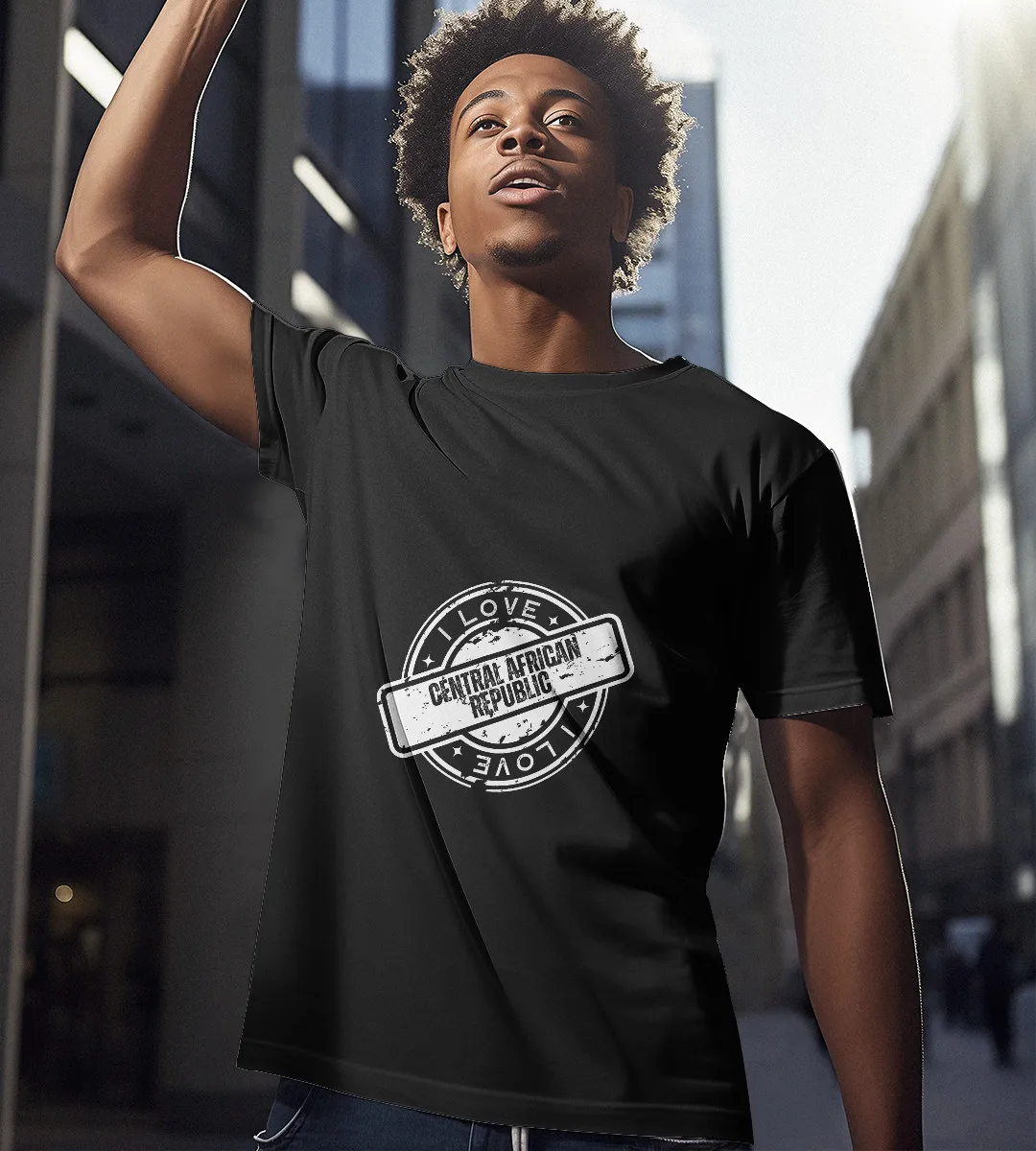 1sttheworld T-Shirt - I Love Central African Republic National Day T-Shirt Black A35