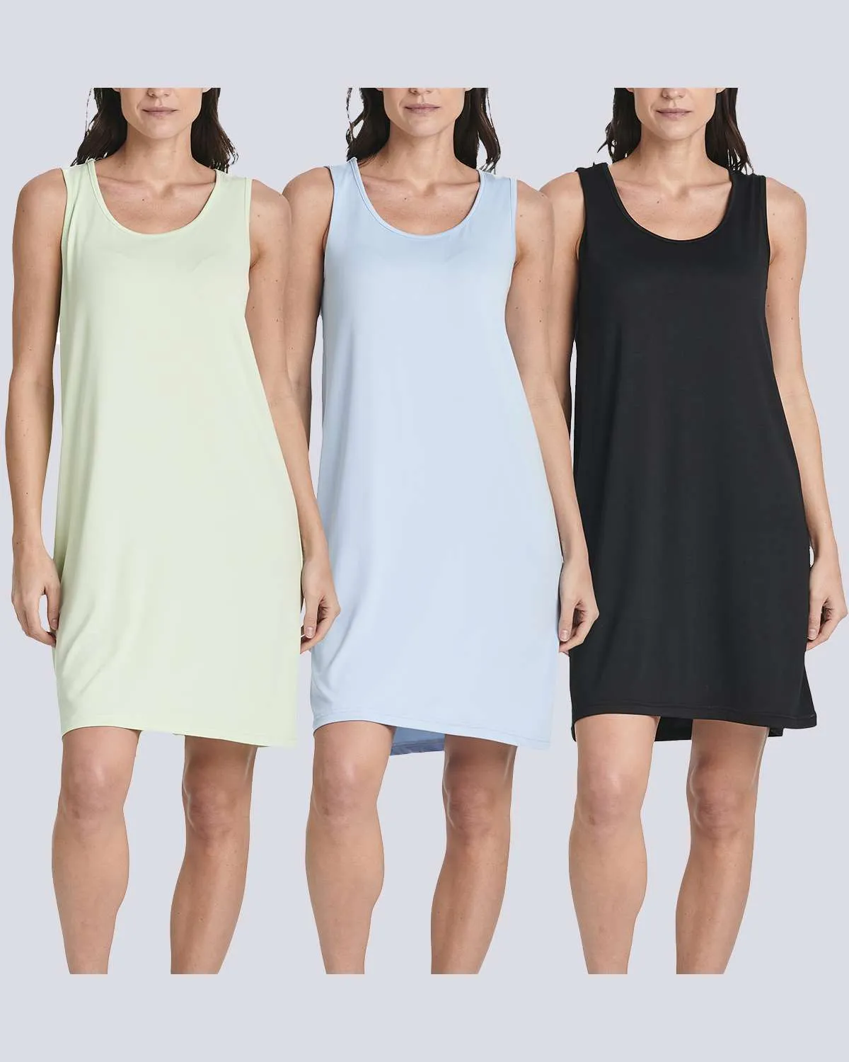 3 Pack: Women's Scoop Neck Sleeveless Nightgown (Available in Plus)