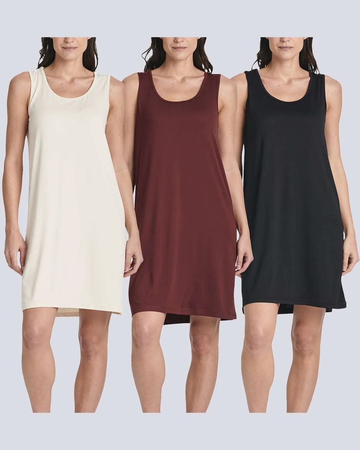 3 Pack: Women's Scoop Neck Sleeveless Nightgown (Available in Plus)
