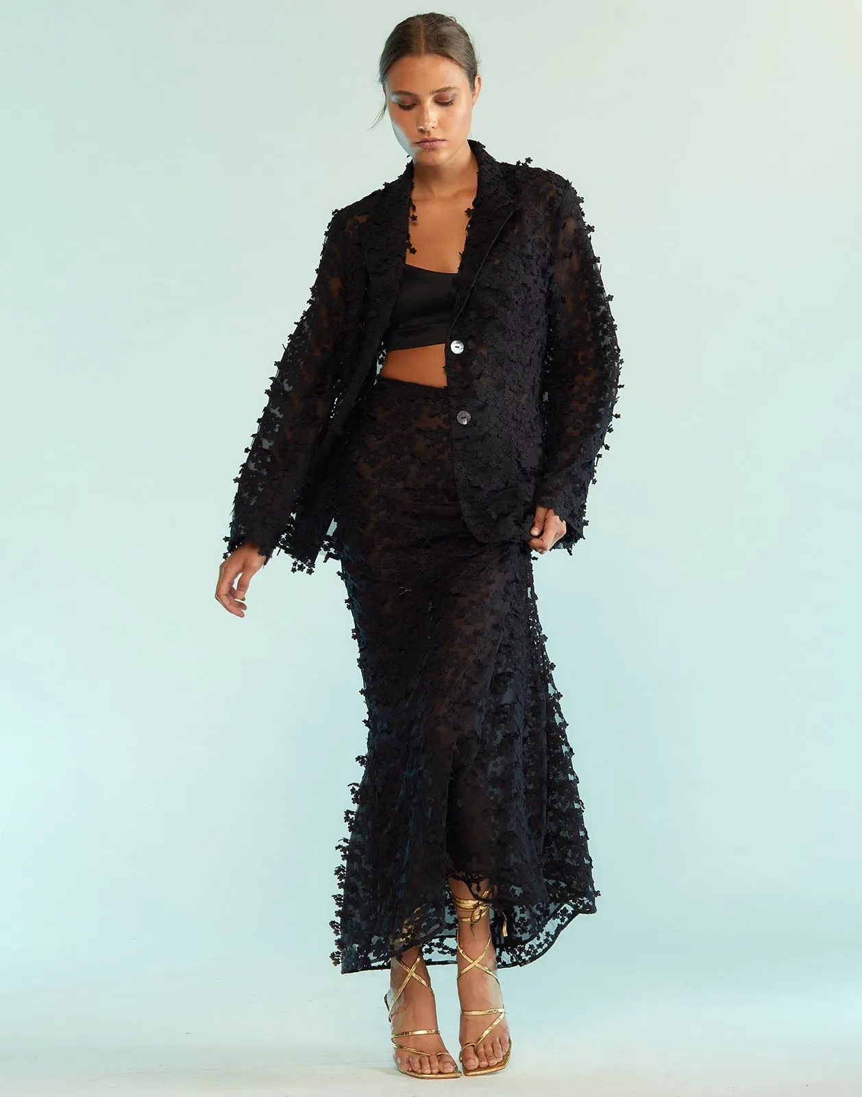 3D Embroidered Tulle Skirt