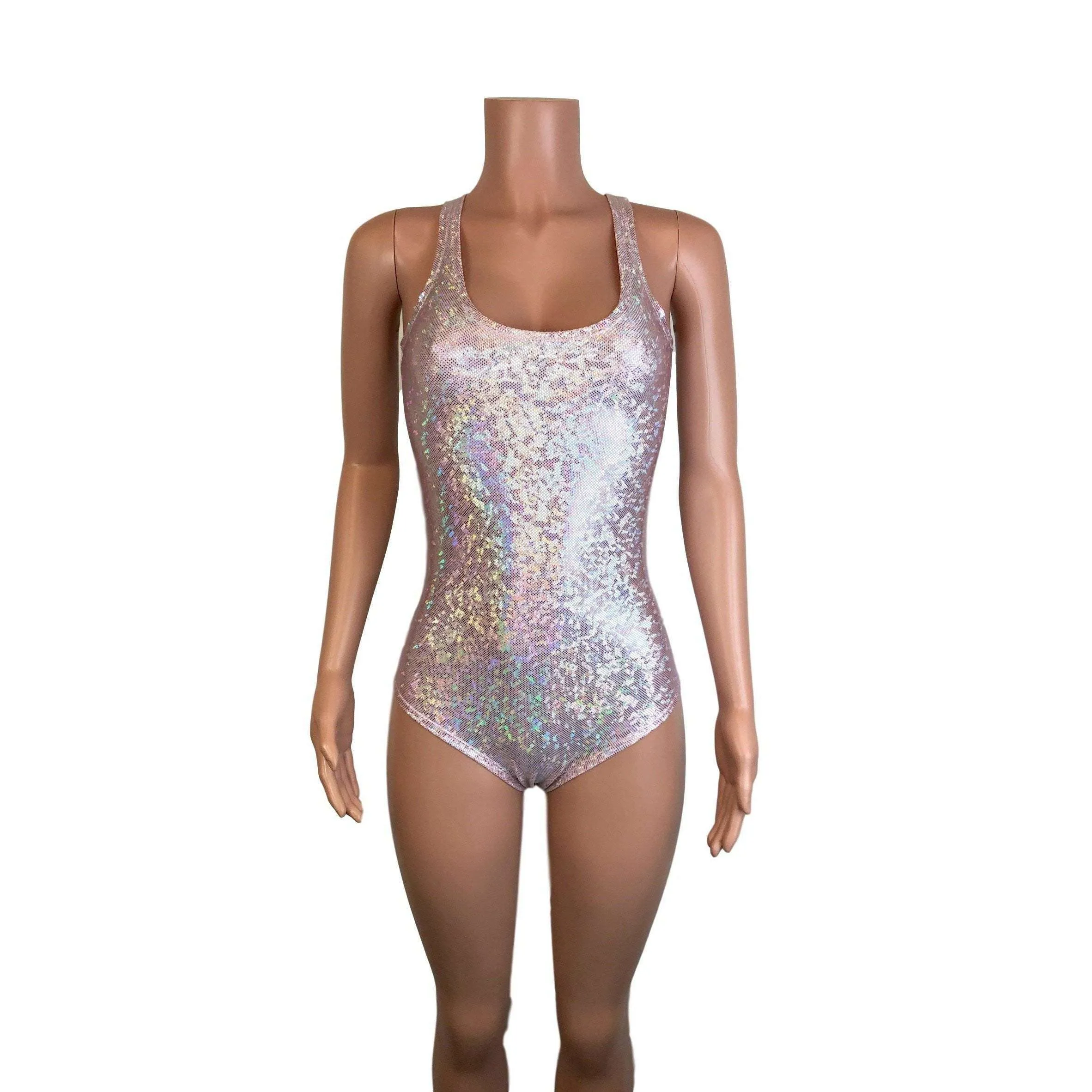 Blush Pink Shattered Glass Holographic Bodysuit