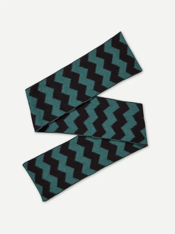 BRUSHED ZIGZAG SCARF BLACK & OATMEAL