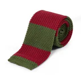 Burrows & Hare Knitted Tie - Stripe Green & Red