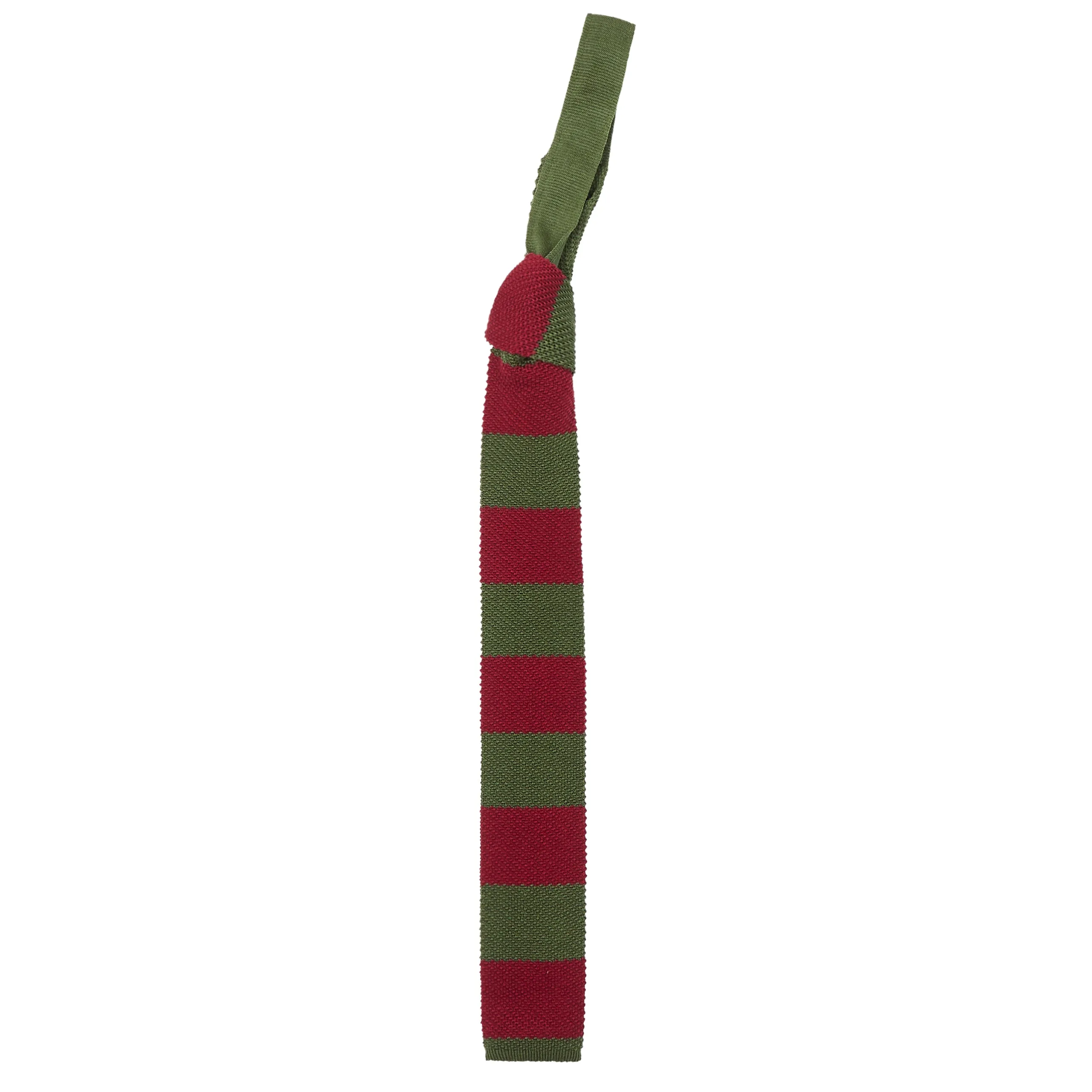 Burrows & Hare Knitted Tie - Stripe Green & Red