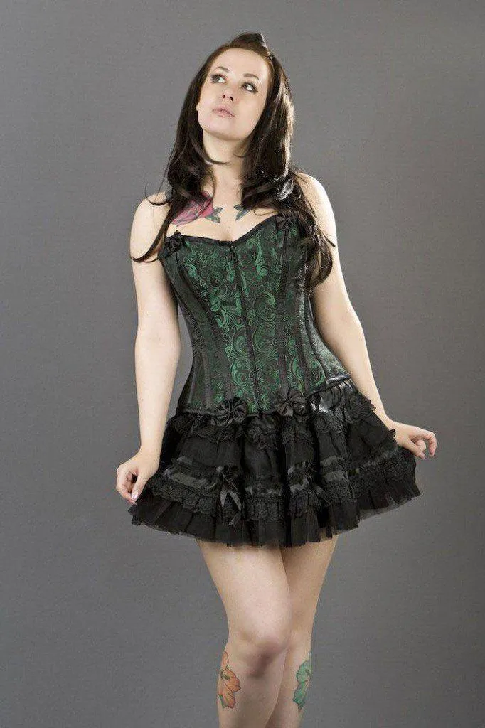 Daisy Overbust Lace Up Fashion Corset In Scroll Brocade