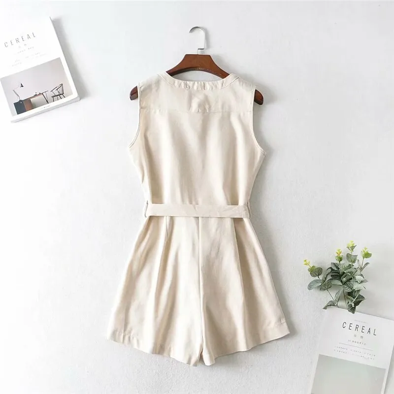 DressBetty - Cotton Sleeveless Pockets Loose Romper