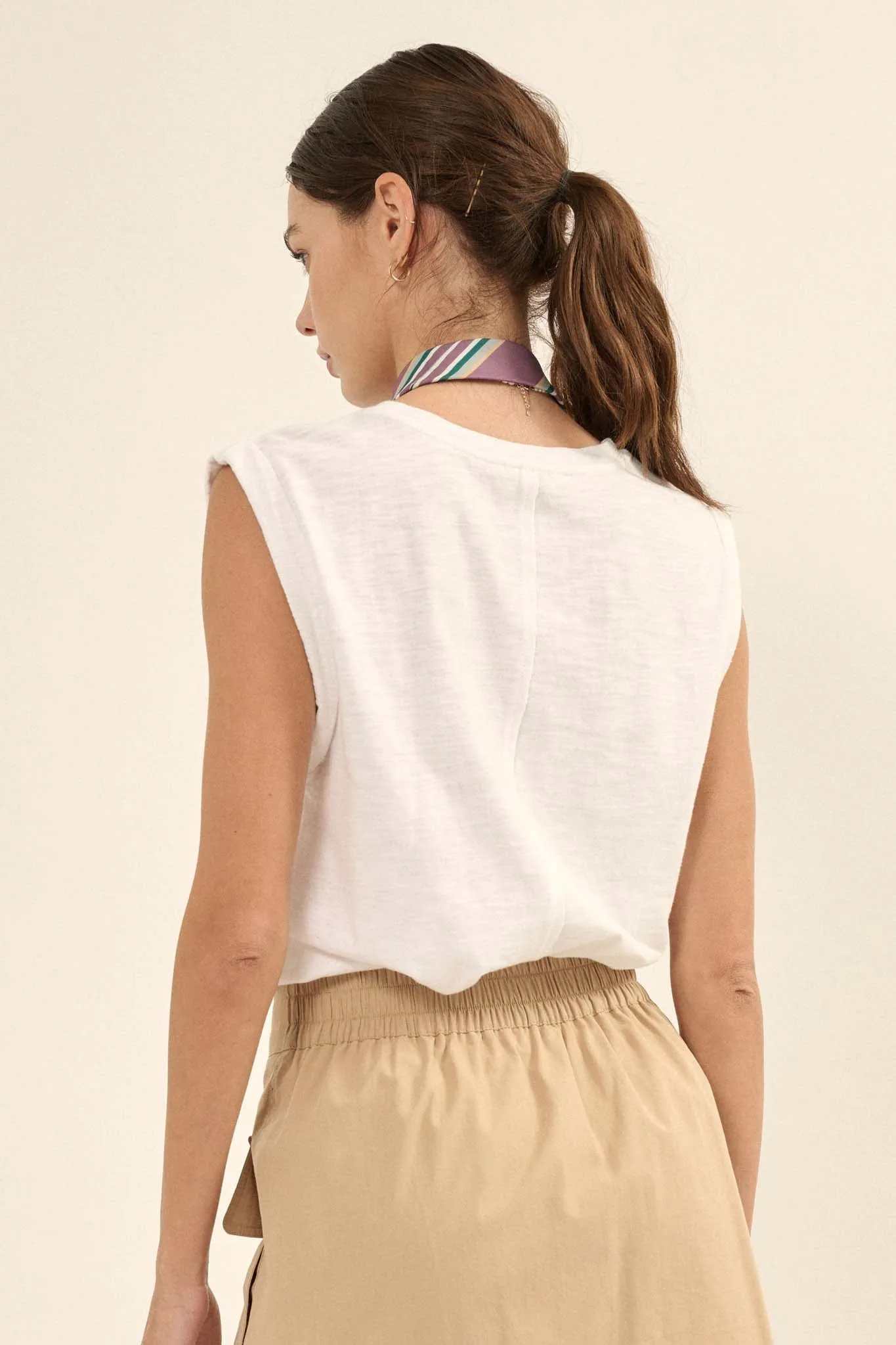Easy Fit Vintage-Wash Slub Cotton Sleeveless Tee