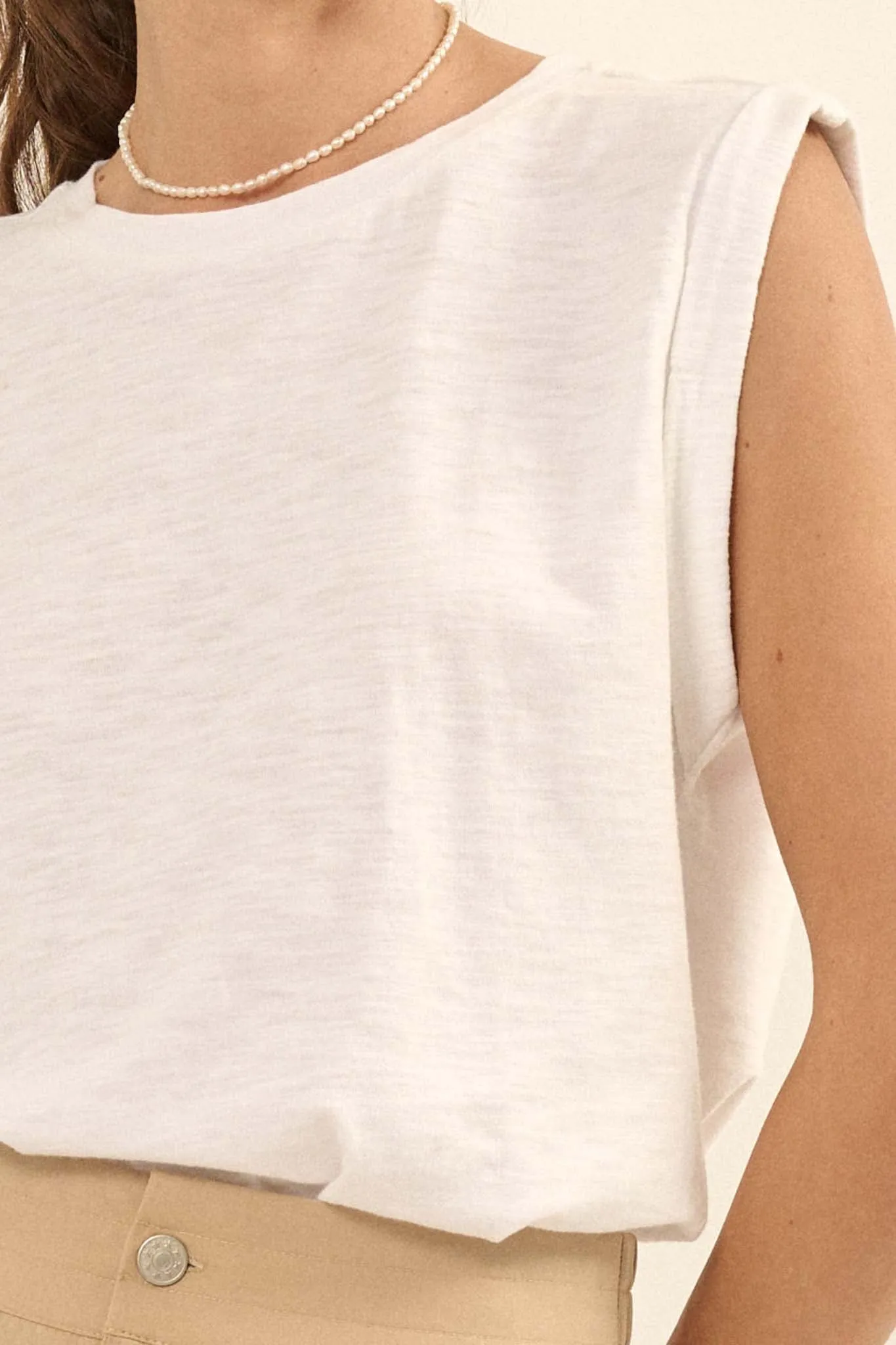 Easy Fit Vintage-Wash Slub Cotton Sleeveless Tee