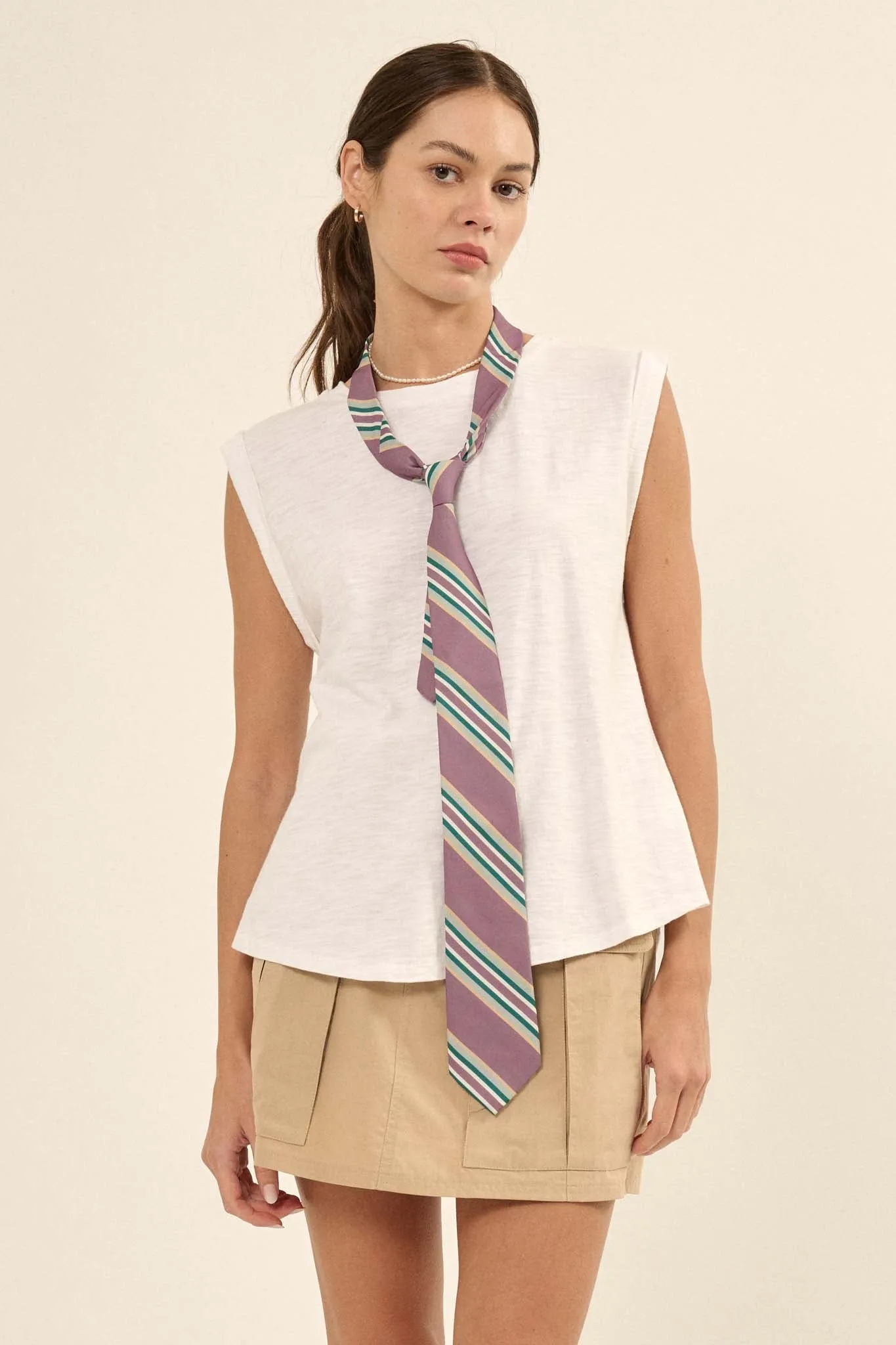 Easy Fit Vintage-Wash Slub Cotton Sleeveless Tee