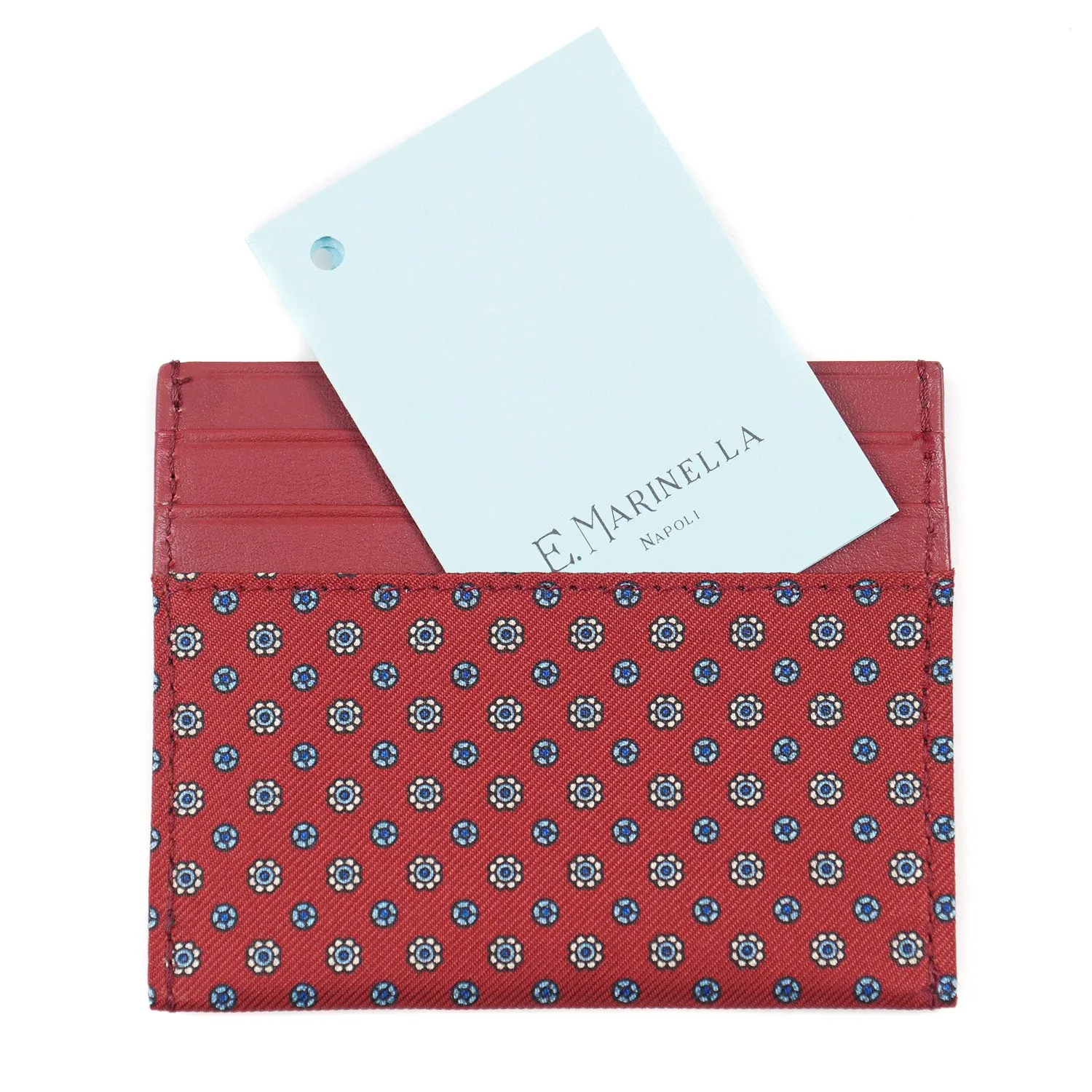 E.Marinella Credit Card Holder in Calfskin and Silk