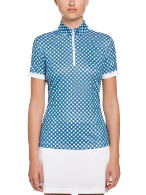 Floral Geo Print Golf Polo