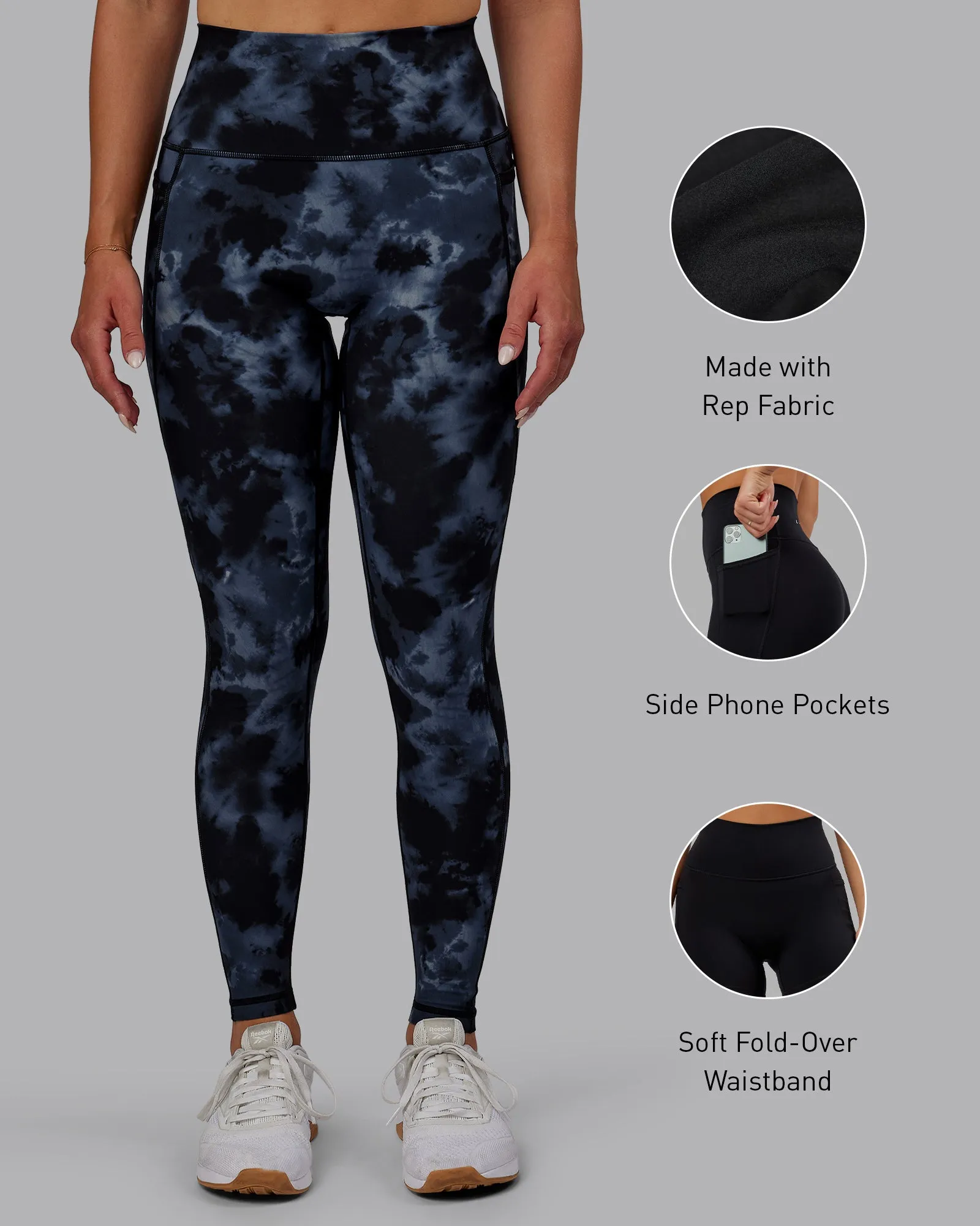 Fusion Full Length Leggings - Tie Dye-Midnight