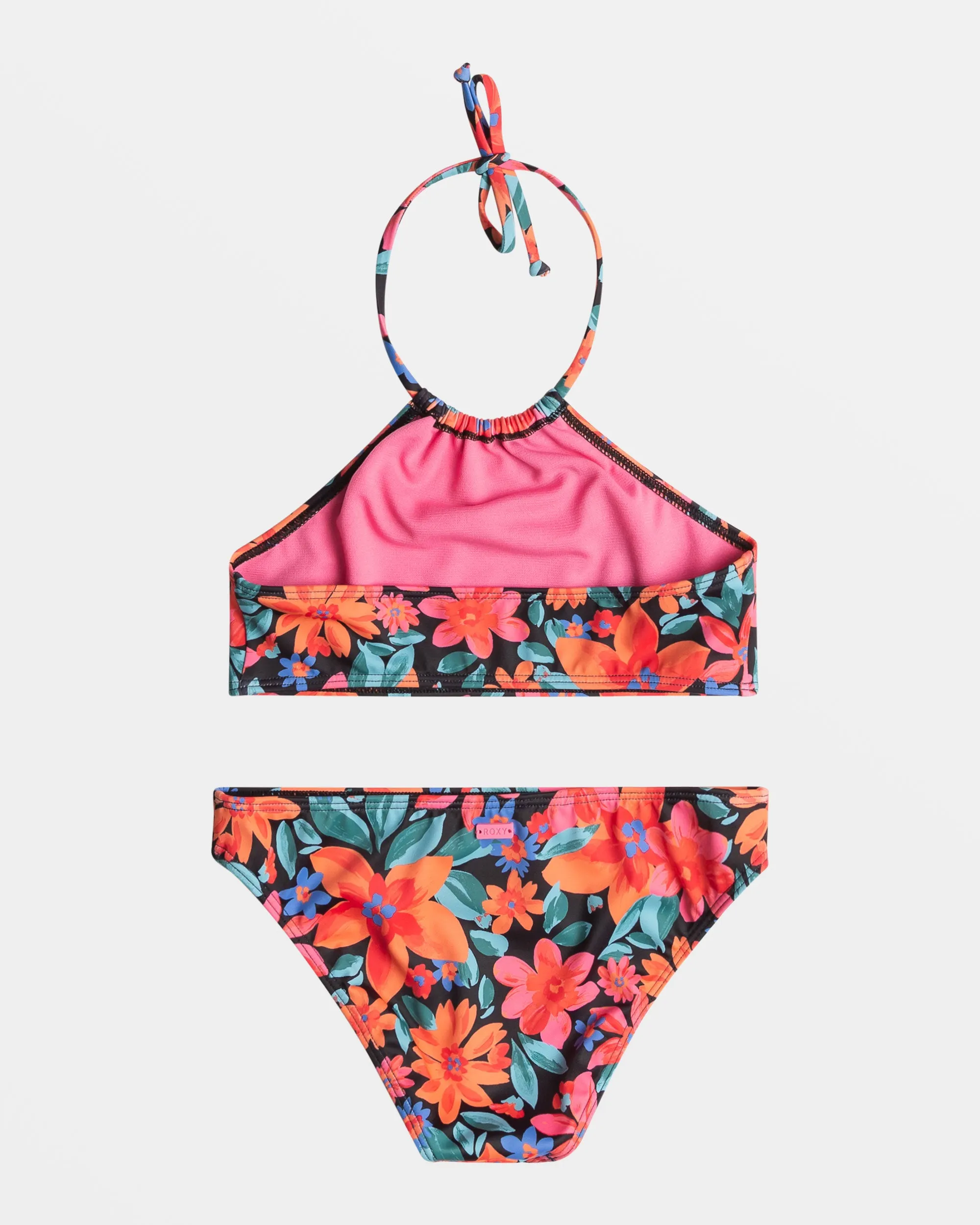 Girls 4-16 Floral Fiesta Halter Bikini Set - Anthracite Floral Fiesta