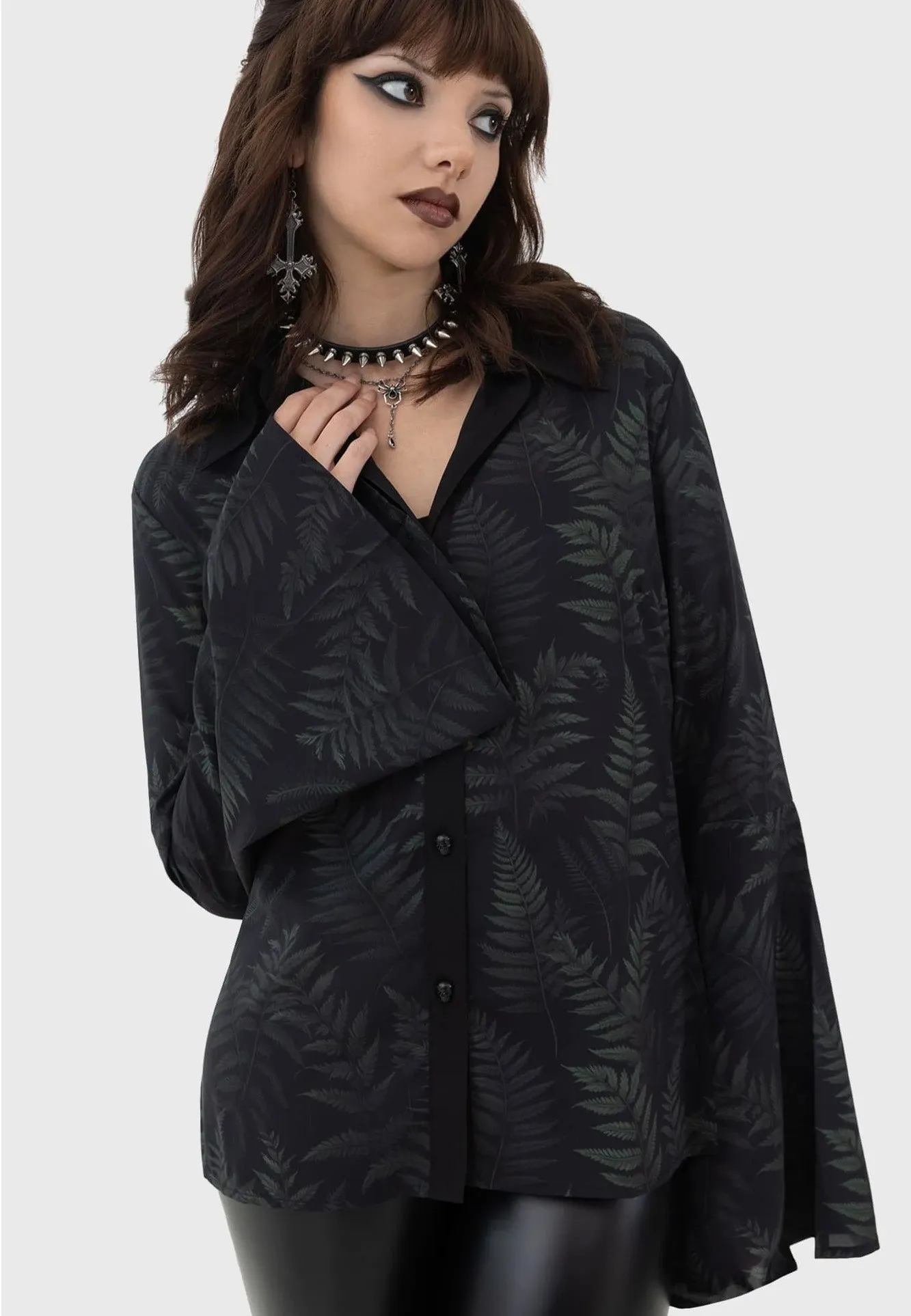 Killstar - Equinoxx Shirt Black/Green - Blouse