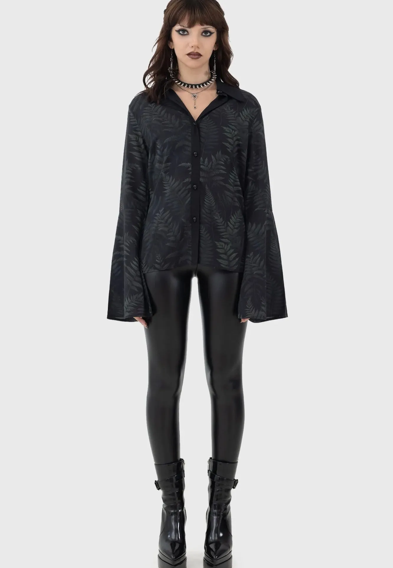 Killstar - Equinoxx Shirt Black/Green - Blouse