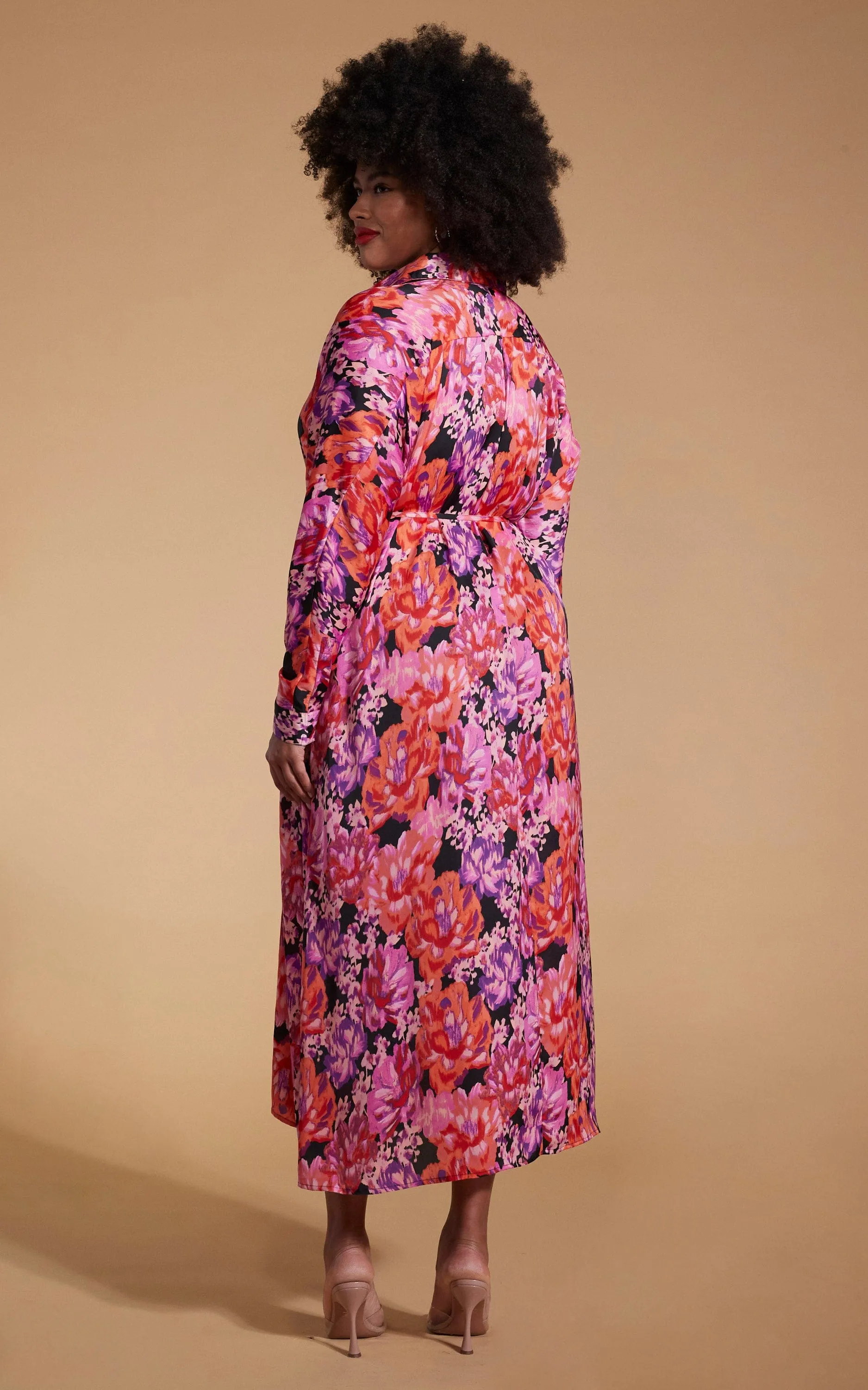 Paris Shirt Dress In Red & Lilac Floral - Extended Sizing