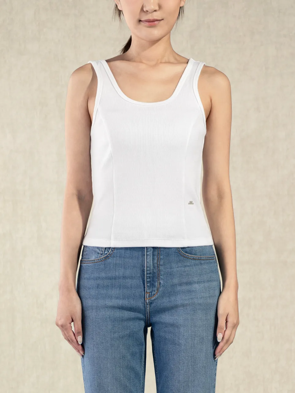 Princess Seam Rib Tank Pure White