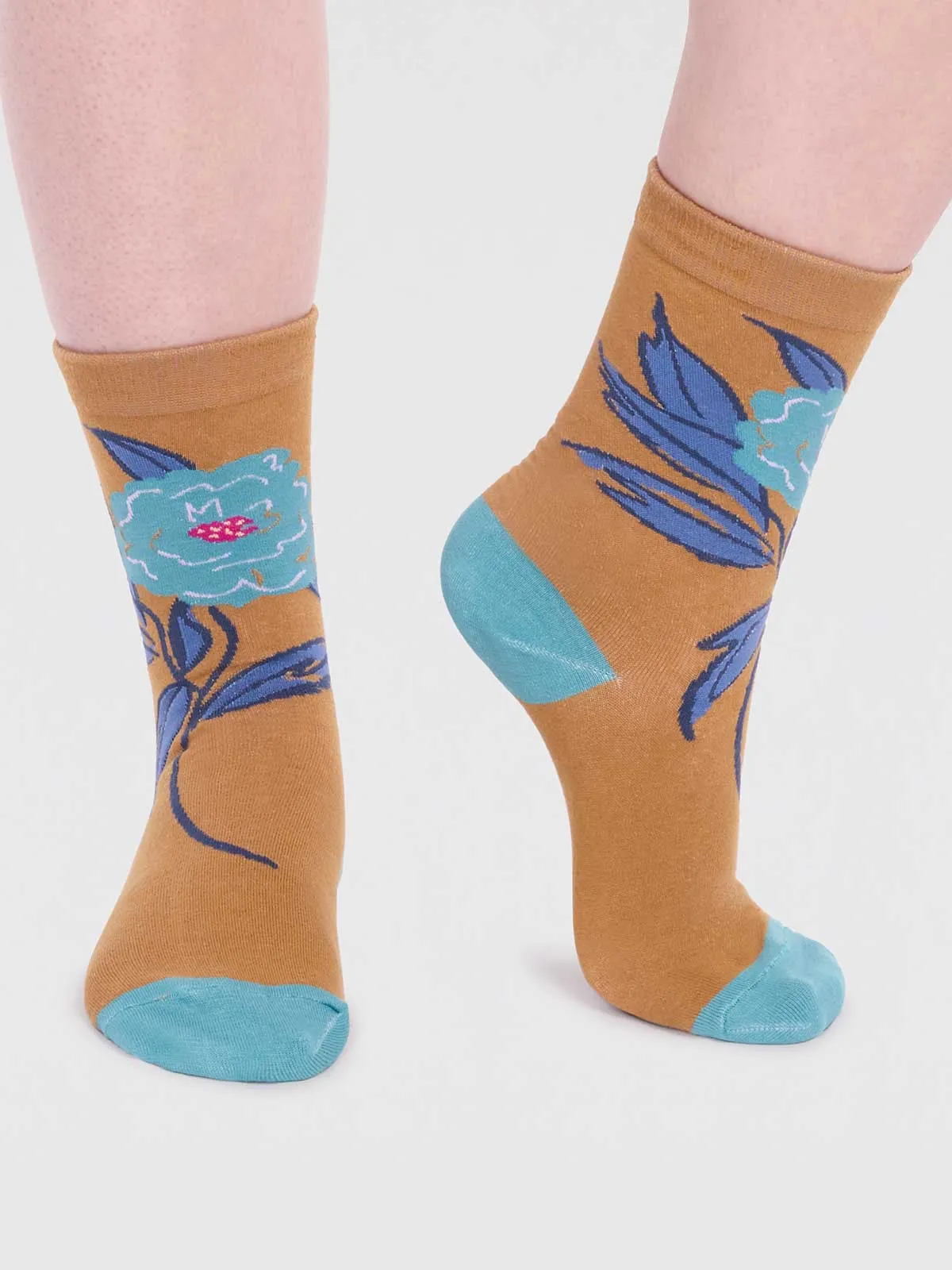 Rossa Organic Cotton Floral Sock - Straw Yellow