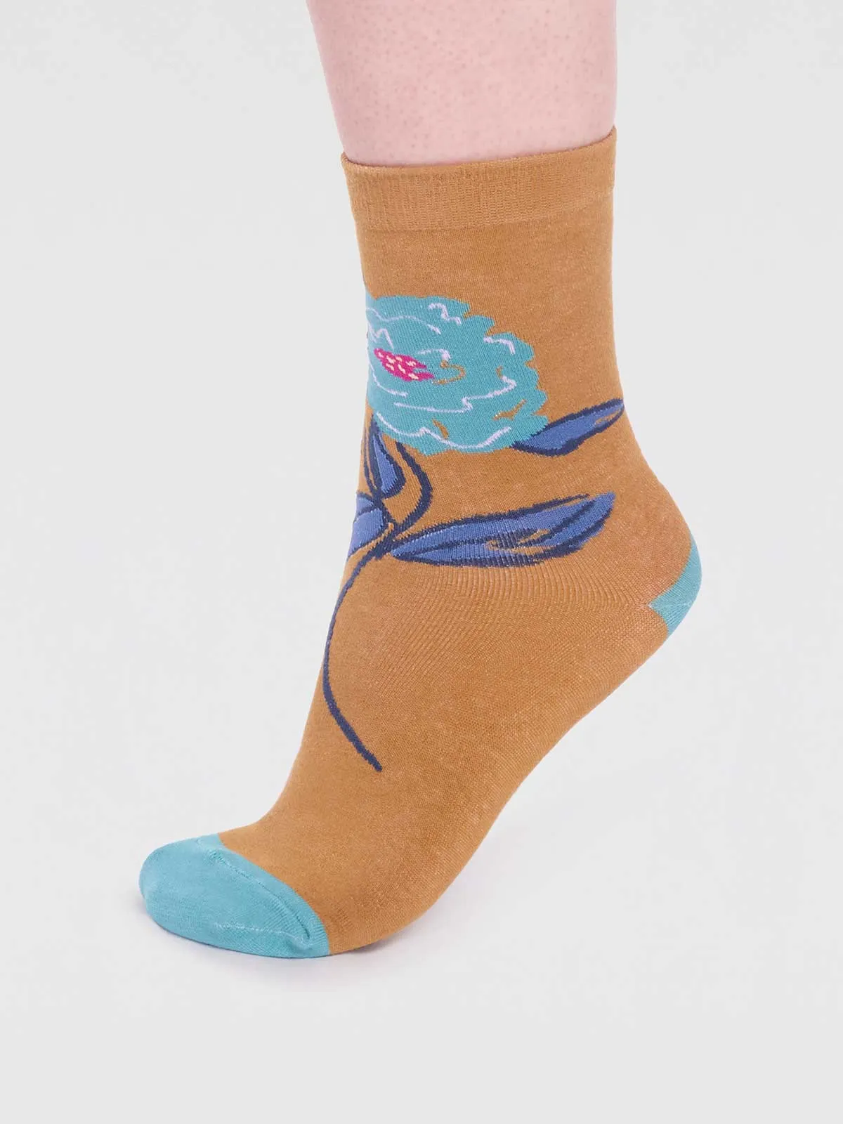 Rossa Organic Cotton Floral Sock - Straw Yellow