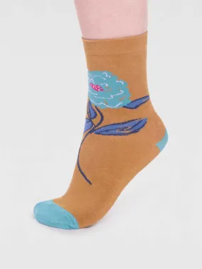 Rossa Organic Cotton Floral Sock - Straw Yellow