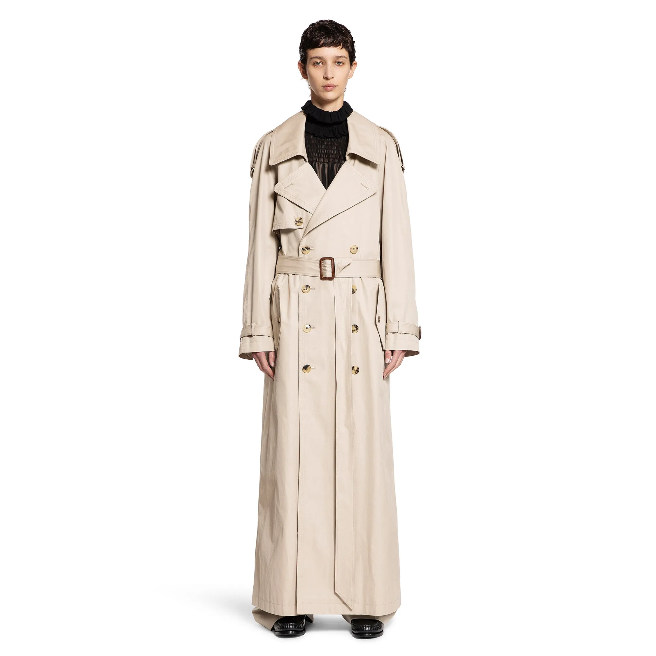 SAINT LAURENT WOMAN BEIGE COATS